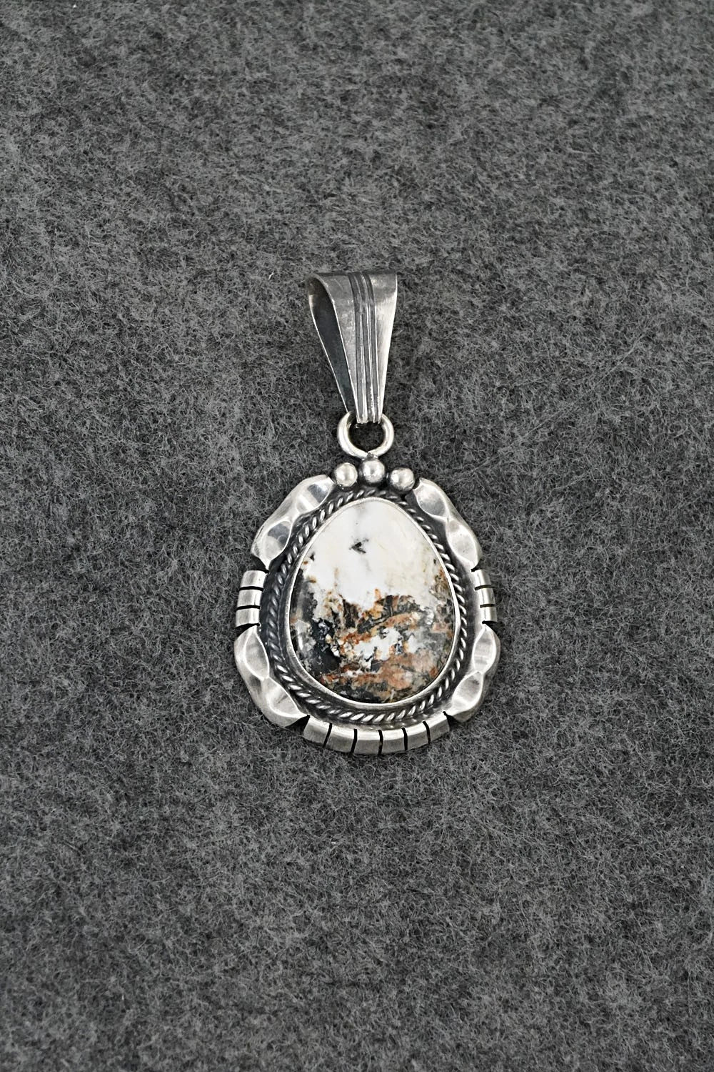 White Buffalo & Sterling Silver Pendant - Samuel Yellowhair