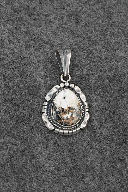 White Buffalo & Sterling Silver Pendant - Samuel Yellowhair