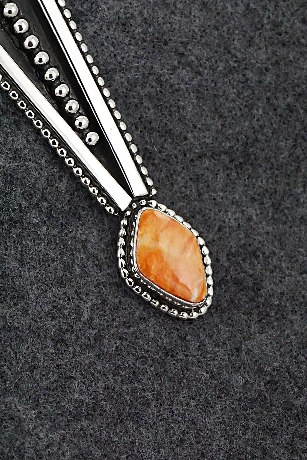 Spiny Oyster & Sterling Silver Pendant - Jonathan Nez