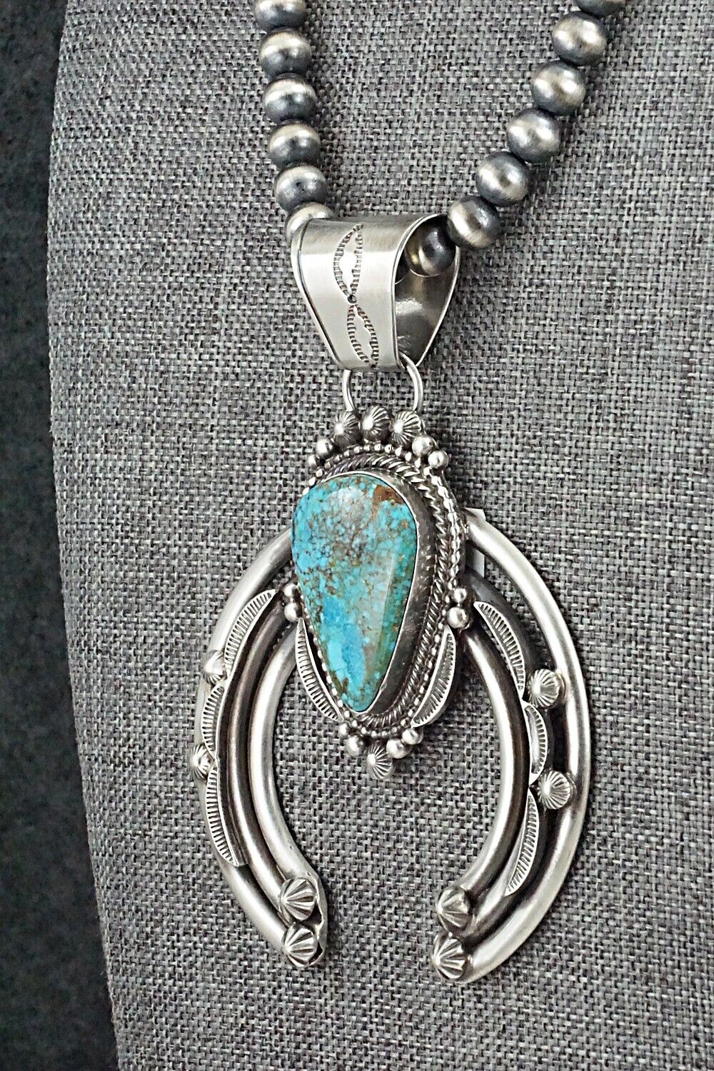 Turquoise & Sterling Silver Necklace - Tom Lewis