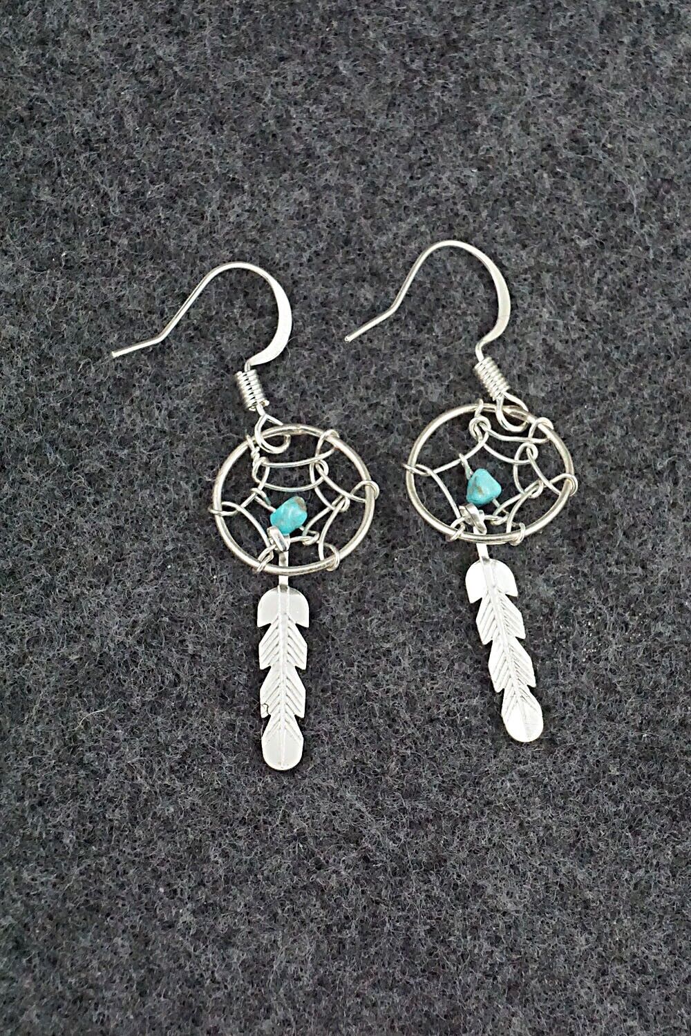 Turquoise & Sterling Silver Earrings - Helena Yazzie