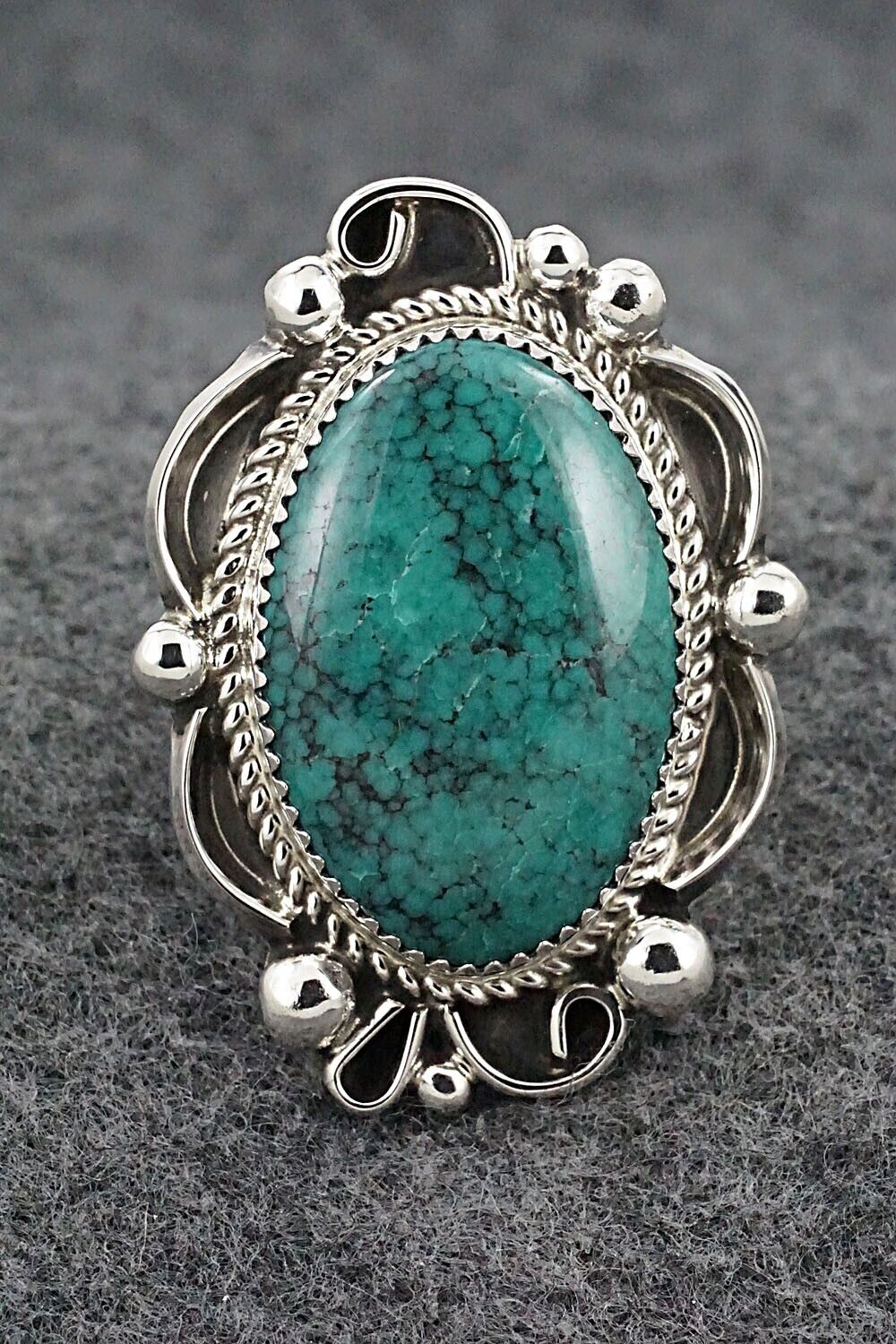 Turquoise & Sterling Silver Ring - Leslie Nez - Size 8