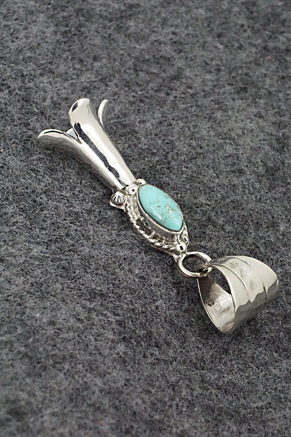 Turquoise & Sterling Silver Pendant - Sonyei Coho