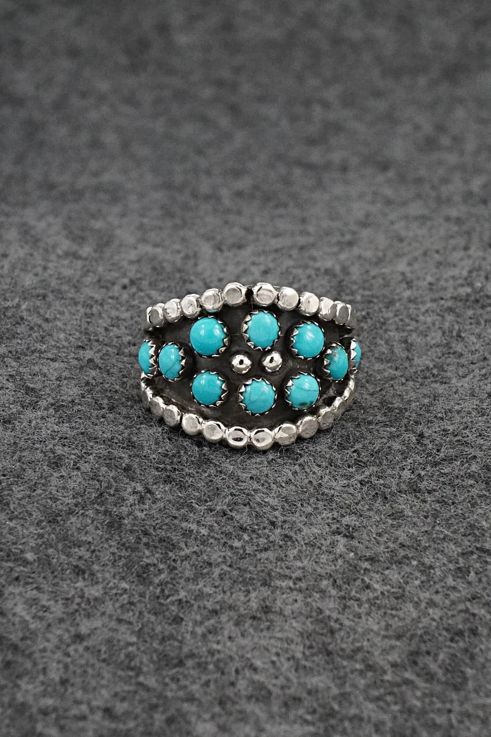 Turquoise & Sterling Silver Ring - Kenny Lonjose - Size 8.5