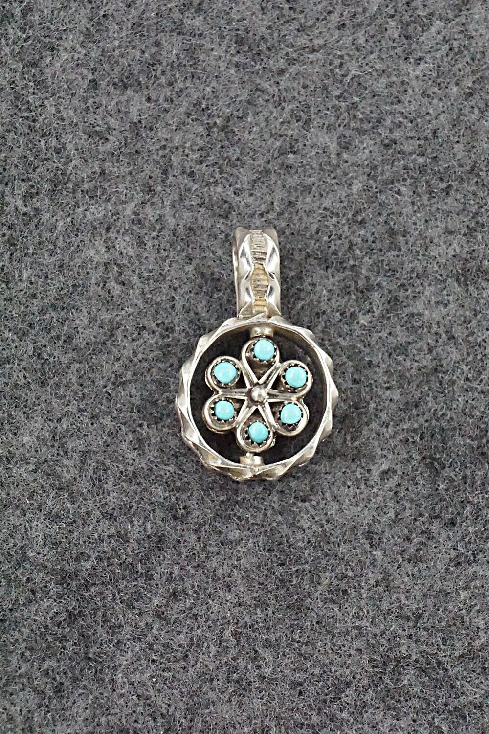 Coral, Turquoise & Sterling Silver Reversible Pendant - Wayne Johnson Sr.