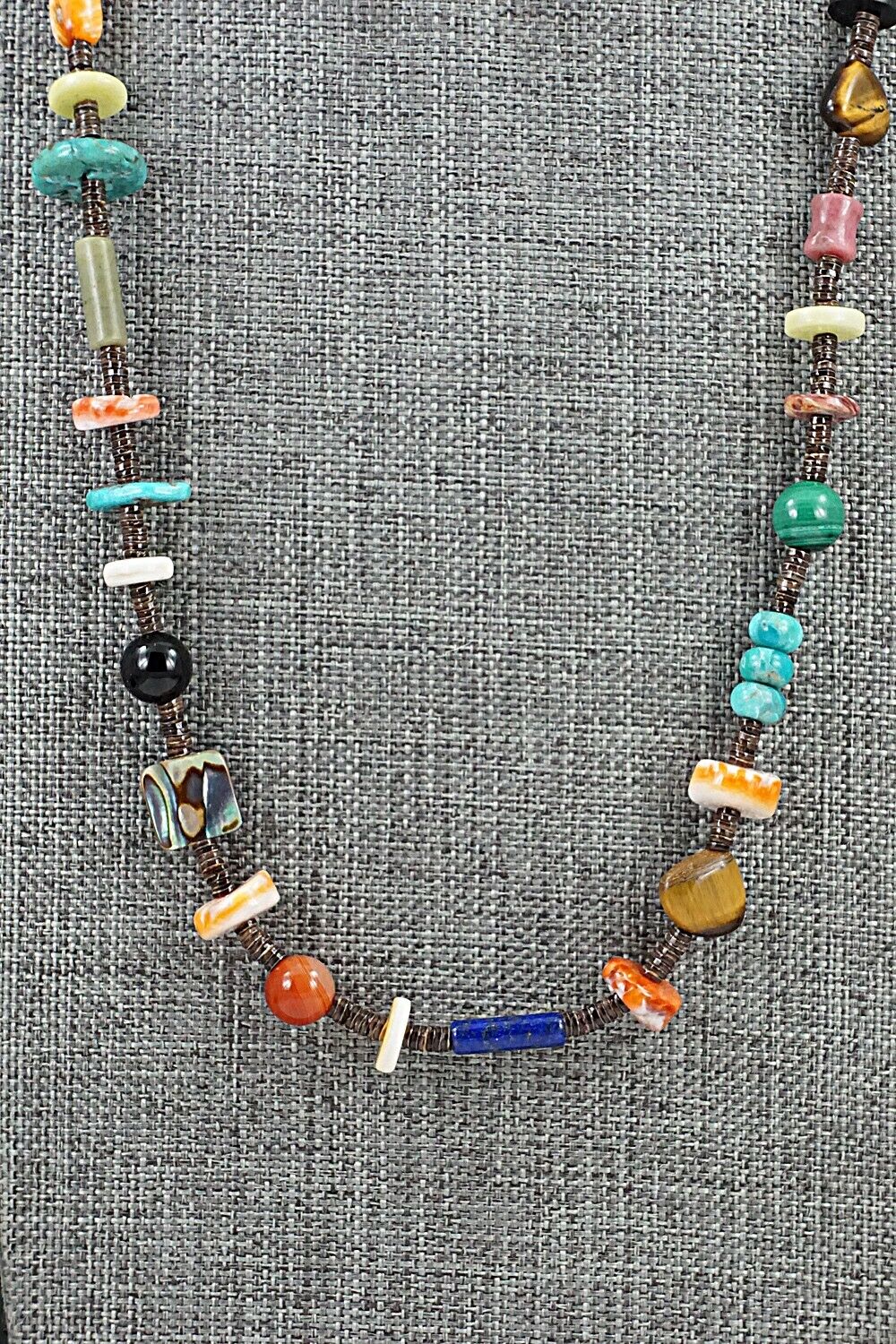 Multi-Stone & Sterling Silver Necklace 28" - Helen Tsosie