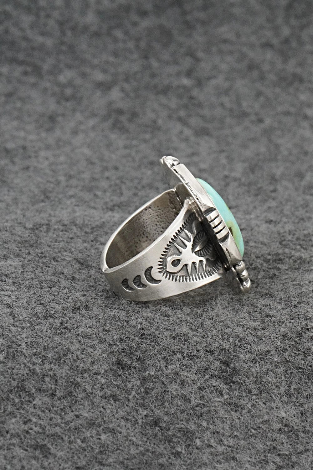 Turquoise & Sterling Silver Ring - Samuel Yellowhair - Size 7.5