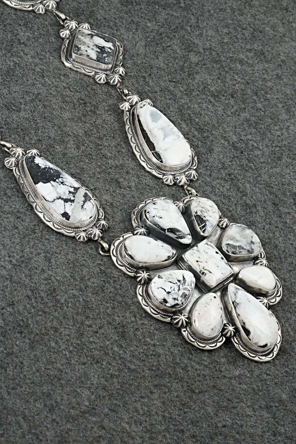 White Buffalo & Sterling Silver Necklace and Earrings Set - Paul Livingston