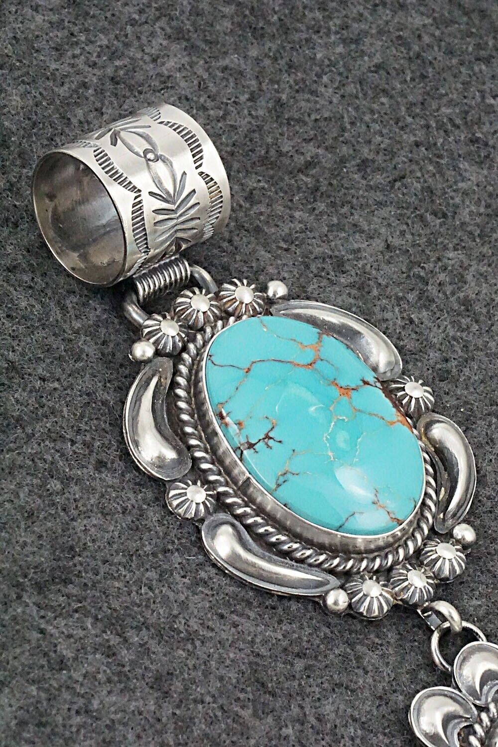 Turquoise & Sterling Silver Pendant - Raymond Delgarito