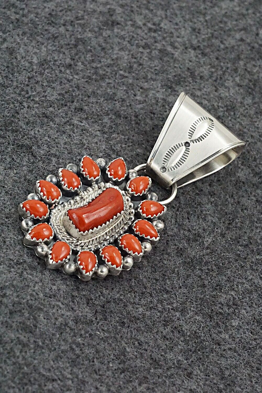 Coral & Sterling Silver Pendant - Tom Lewis