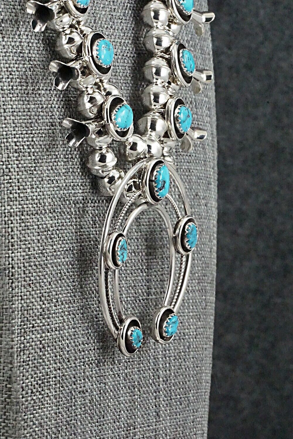 Turquoise & Sterling Silver Squash Blossom Set - Phil Garcia