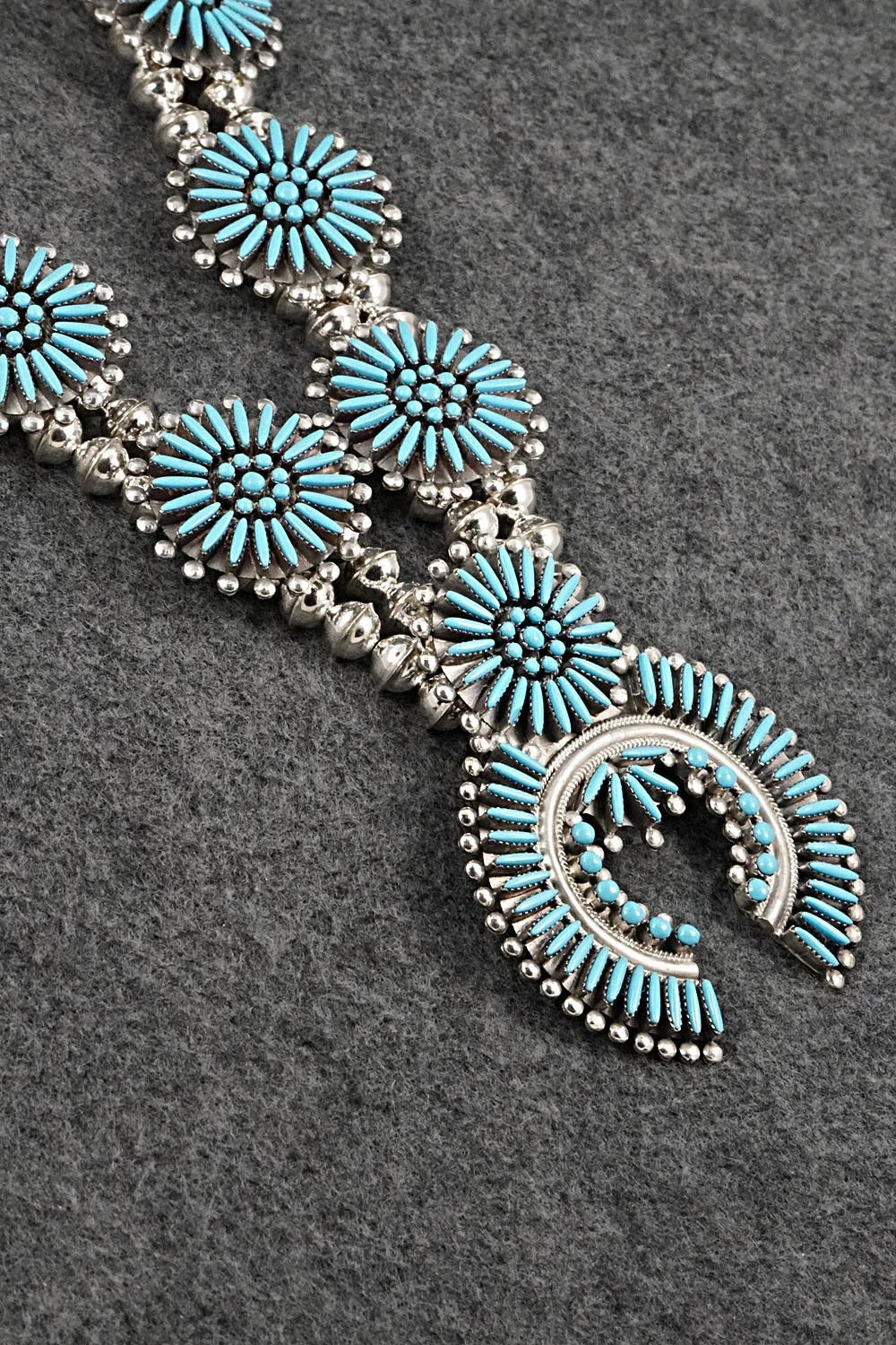 Turquoise & Sterling Silver Squash Blossom Set - Sibert Bowannie Sr.