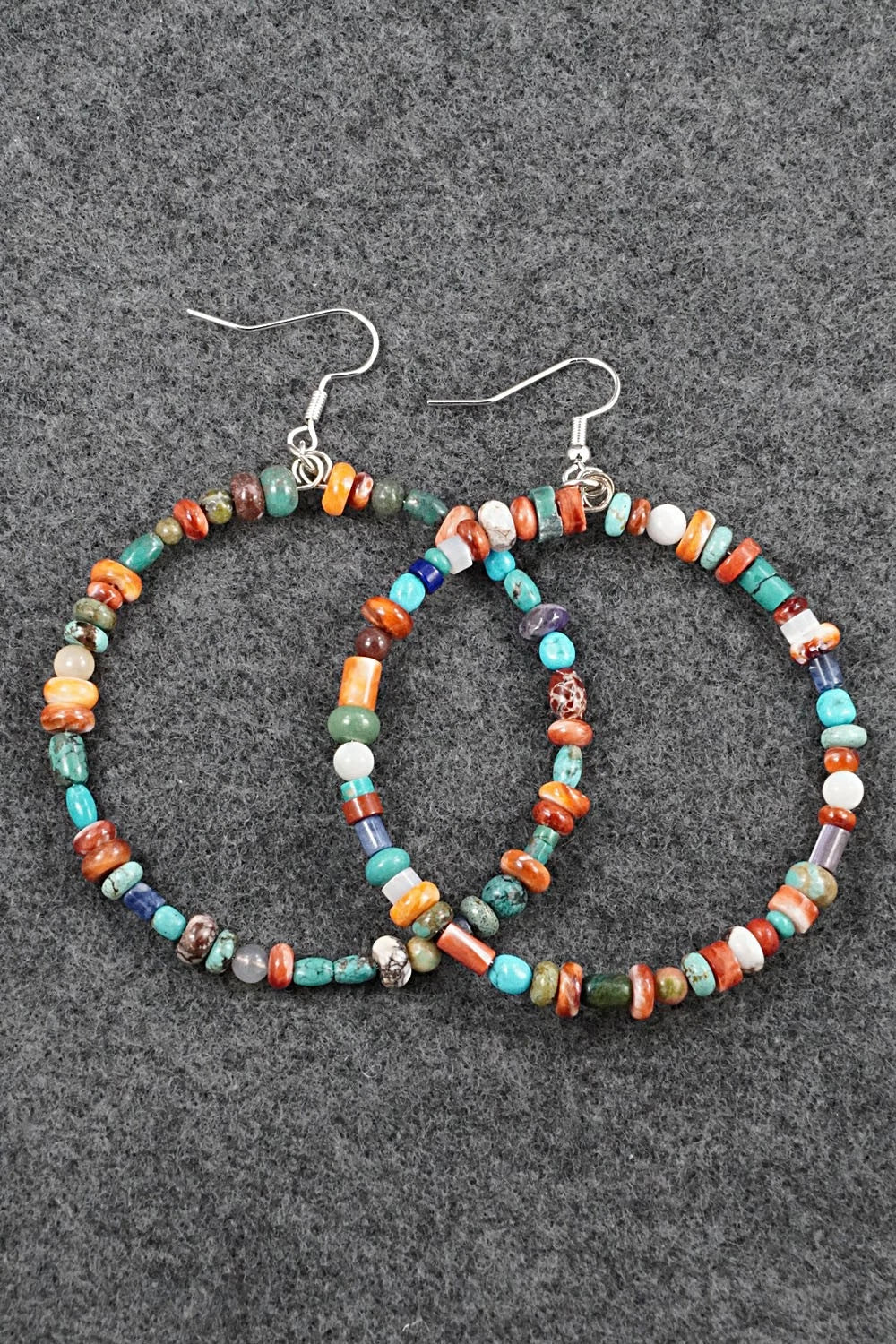Multi-Stone & Sterling Silver Earrings - Helen Tsosie