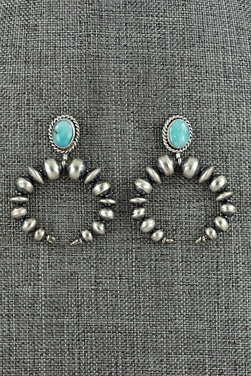 Turquoise & Sterling Silver Navajo Pearl Earrings - Grace Kenneth
