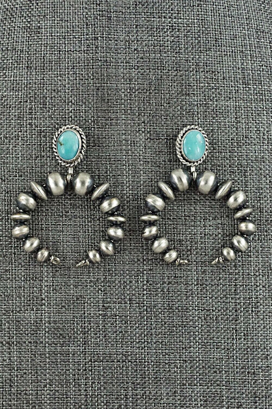 Turquoise & Sterling Silver Navajo Pearl Earrings - Grace Kenneth