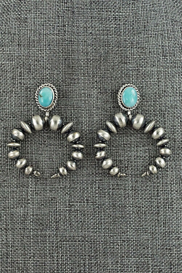 Turquoise & Sterling Silver Navajo Pearl Earrings - Grace Kenneth