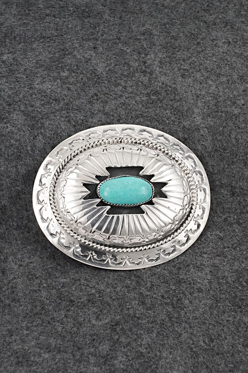Turquoise & Sterling Silver Belt Buckle - Wilbert Muskett Sr.