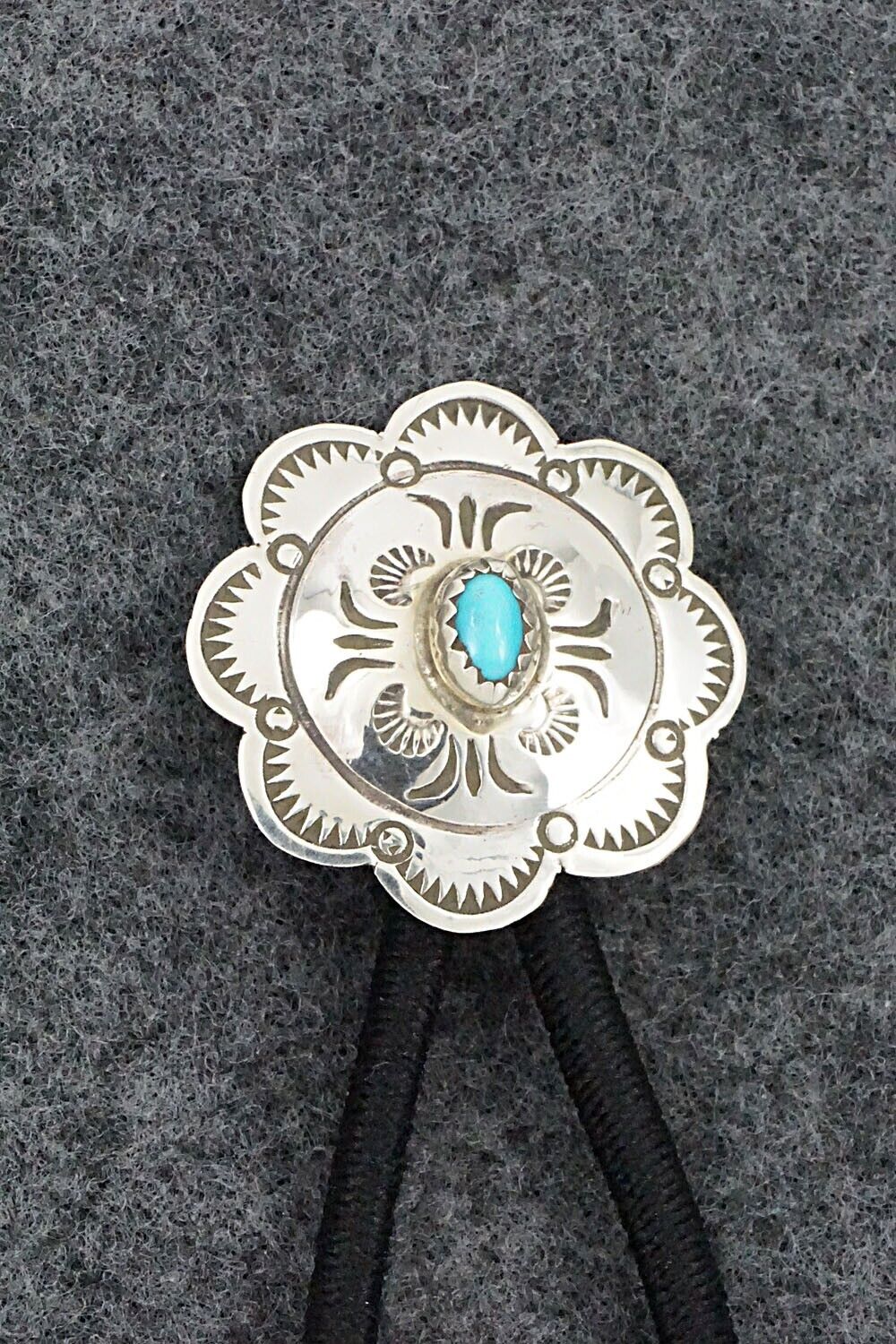 Turquoise & Sterling Silver Hair Tie - Bertha Begay