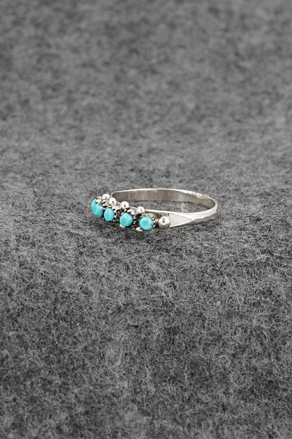 Turquoise & Sterling Silver Ring - April Haloo - Size 6.5