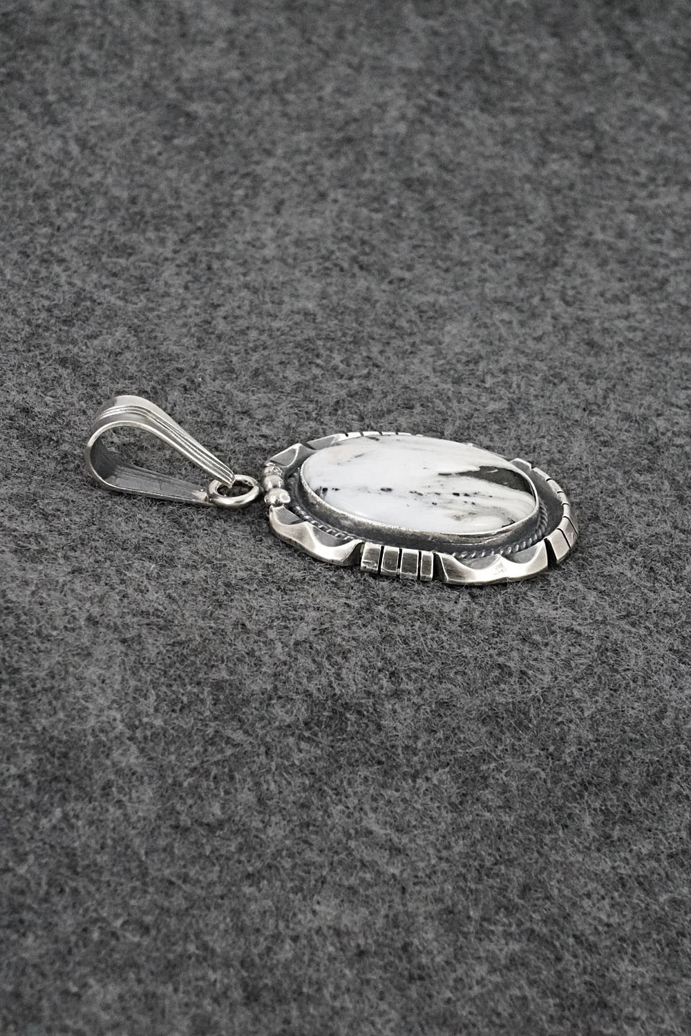 White Buffalo & Sterling Silver Pendant - Samuel Yellowhair