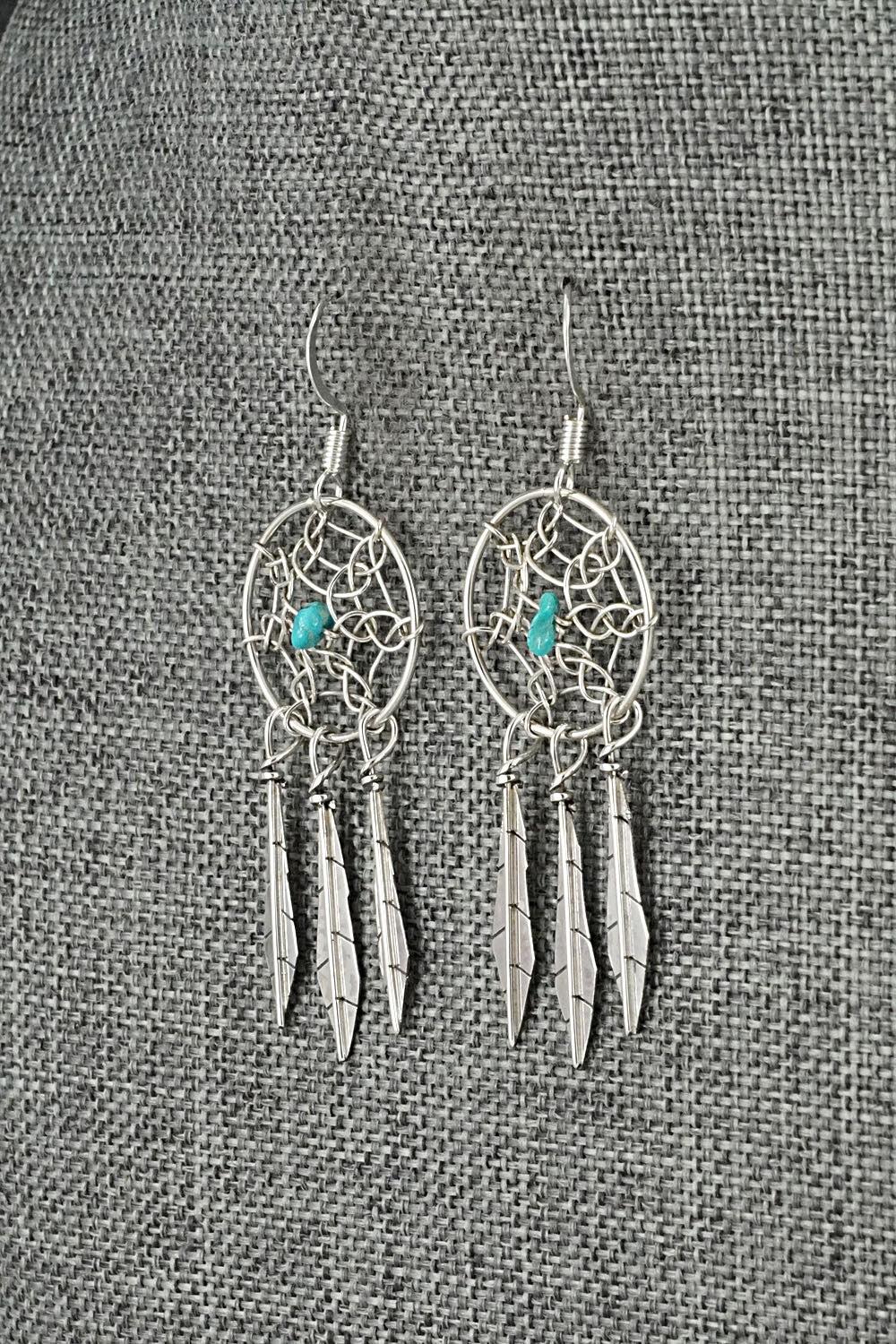 Turquoise & Sterling Silver Earrings - Lorenzo Arviso Jr.