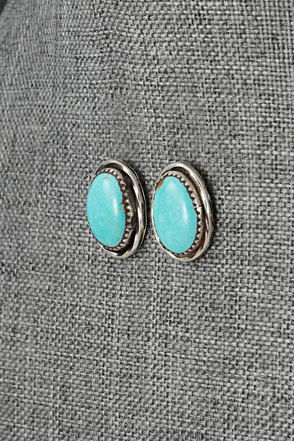 Turquoise & Sterling Silver Earrings - Ernest Hawthorne