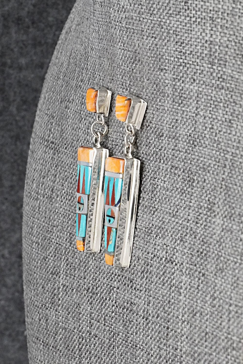 Multi-Stone & Sterling Silver Inlay Earrings - Rayland Edaakie