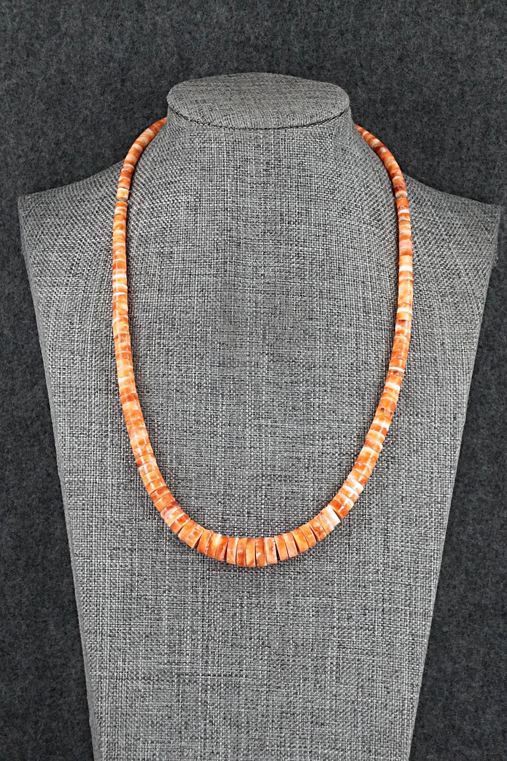 Spiny Oyster & Sterling Silver Necklace 18" - Doreen Jake