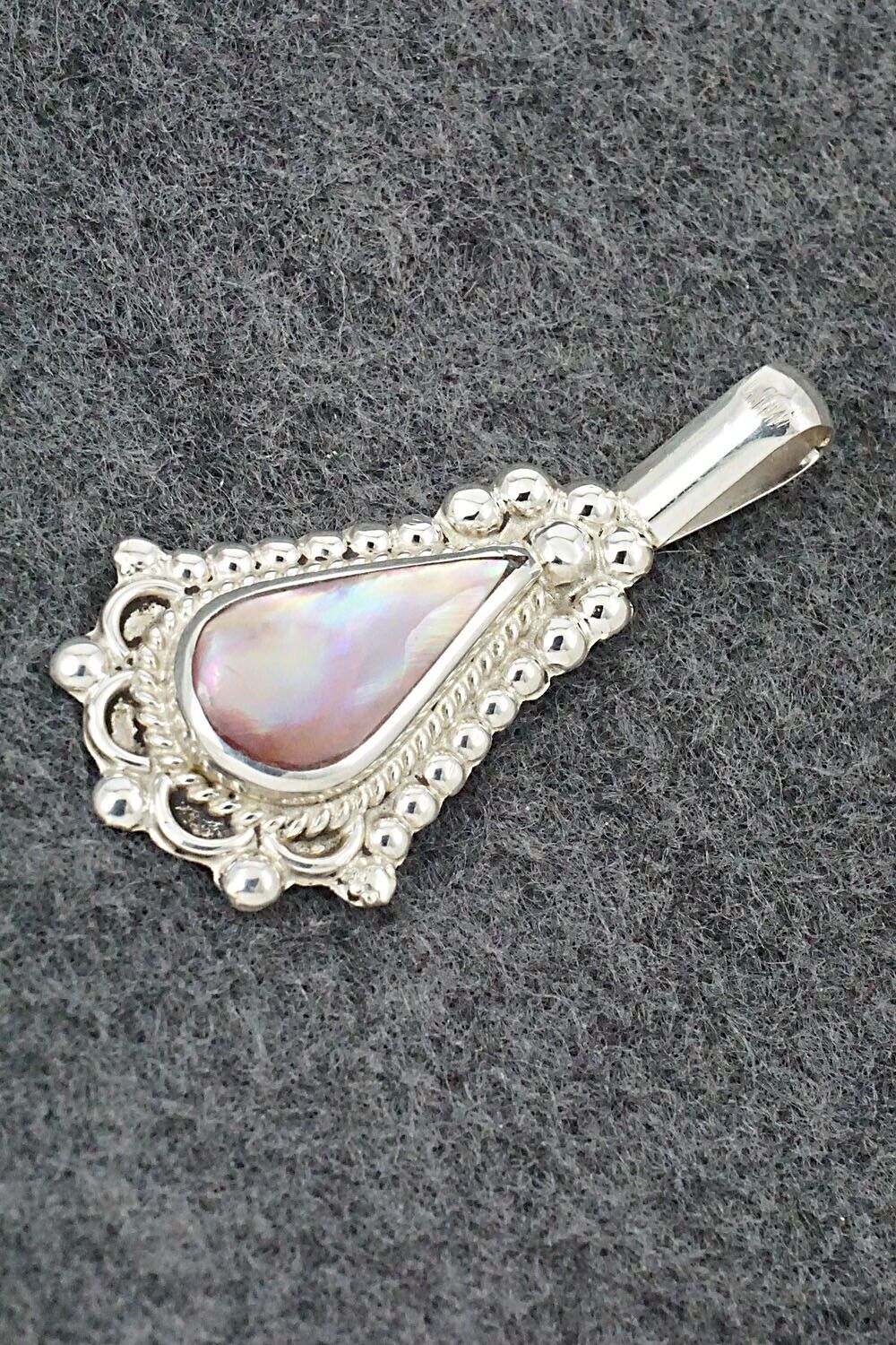 Mother of Pearl & Sterling Silver Pendant - Juanita Yatsatie