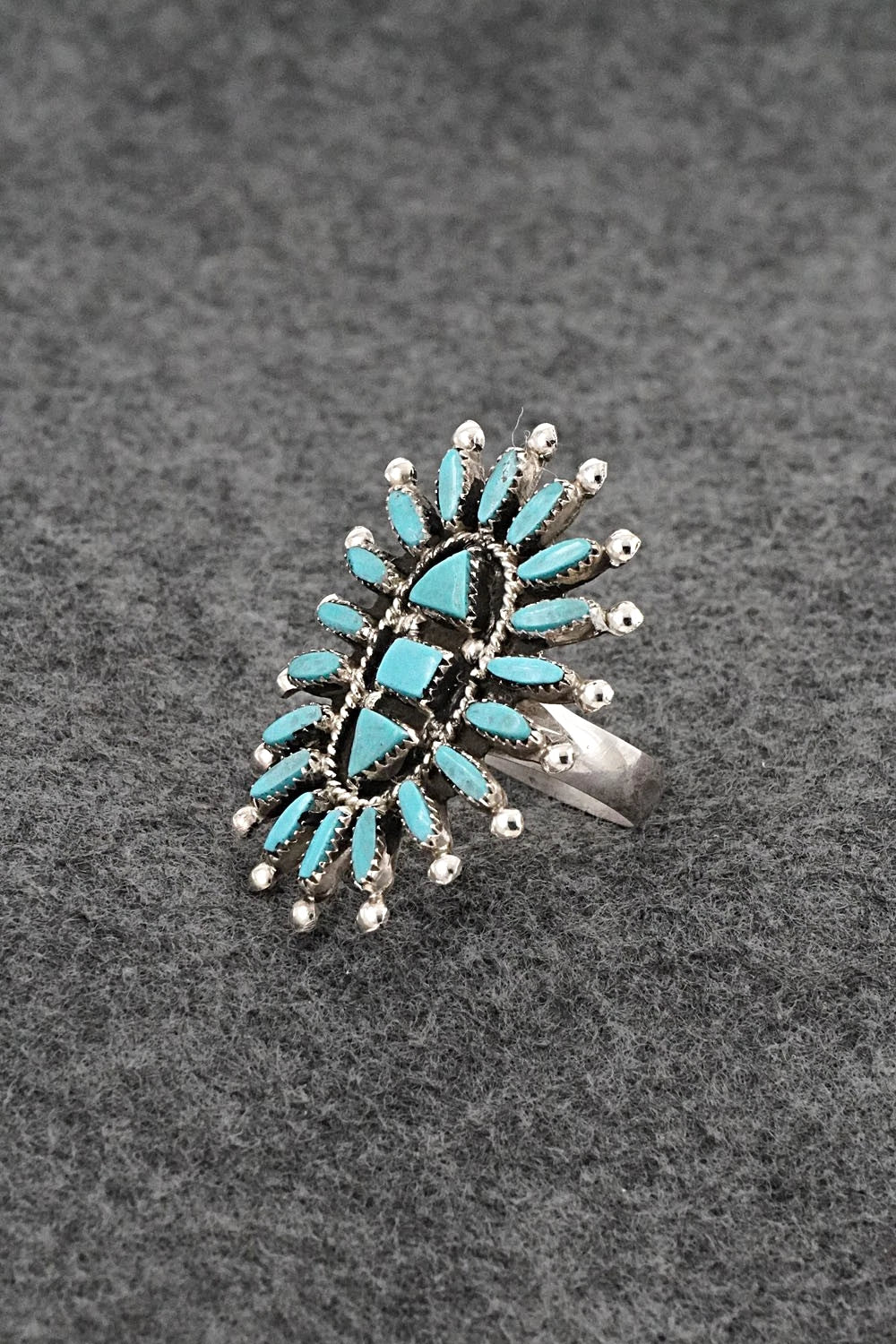 Turquoise & Sterling Silver Ring - Evonne Hustito - Size 9