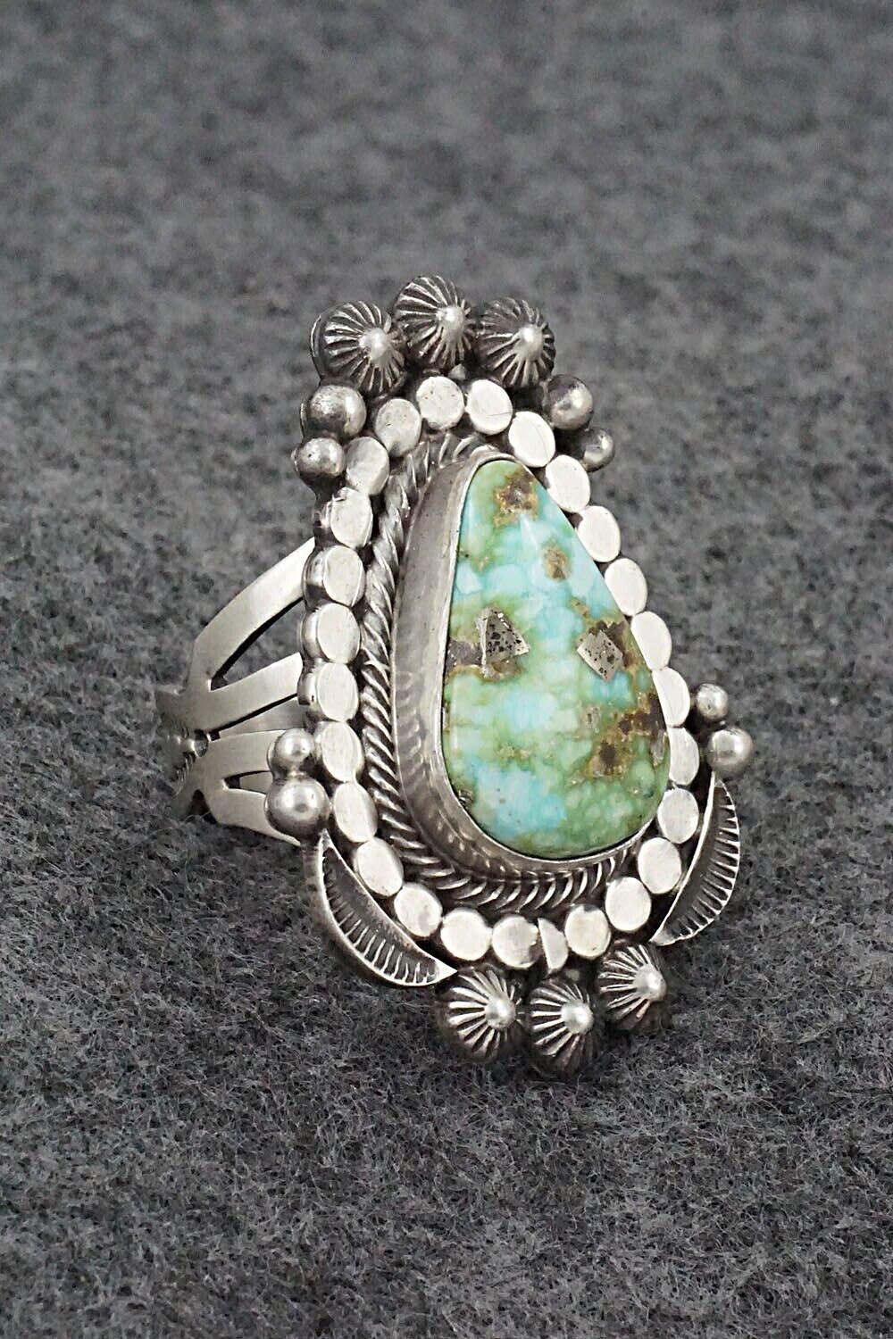 Turquoise & Sterling Silver Ring - Tom Lewis - Size 8.5
