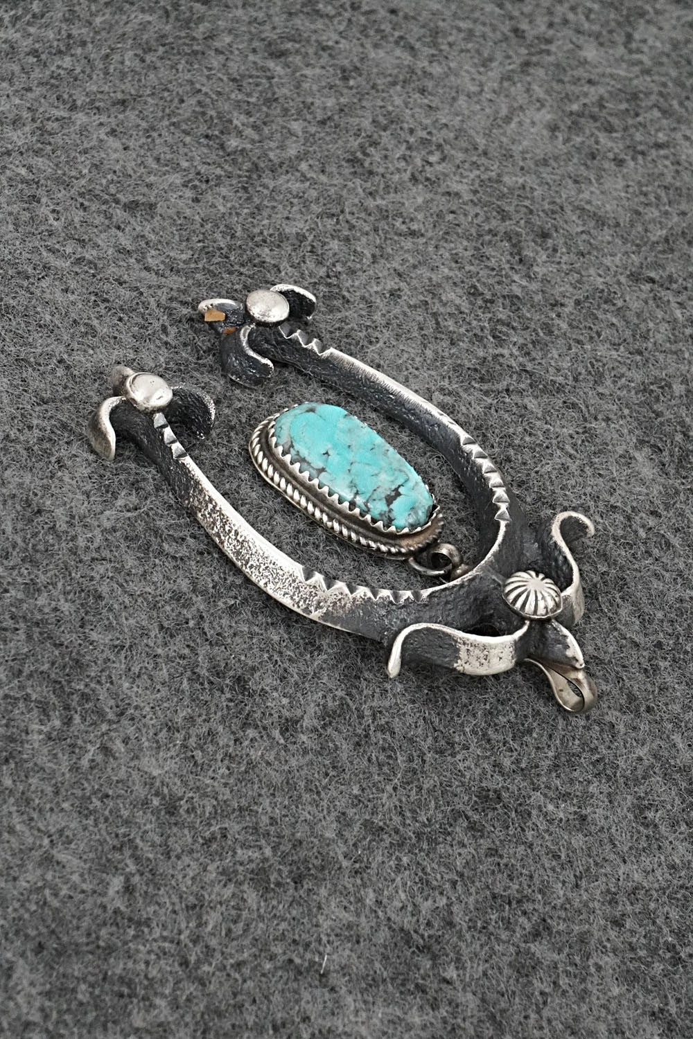 Turquoise and Sterling Silver Pendant - Martha Cayatineto