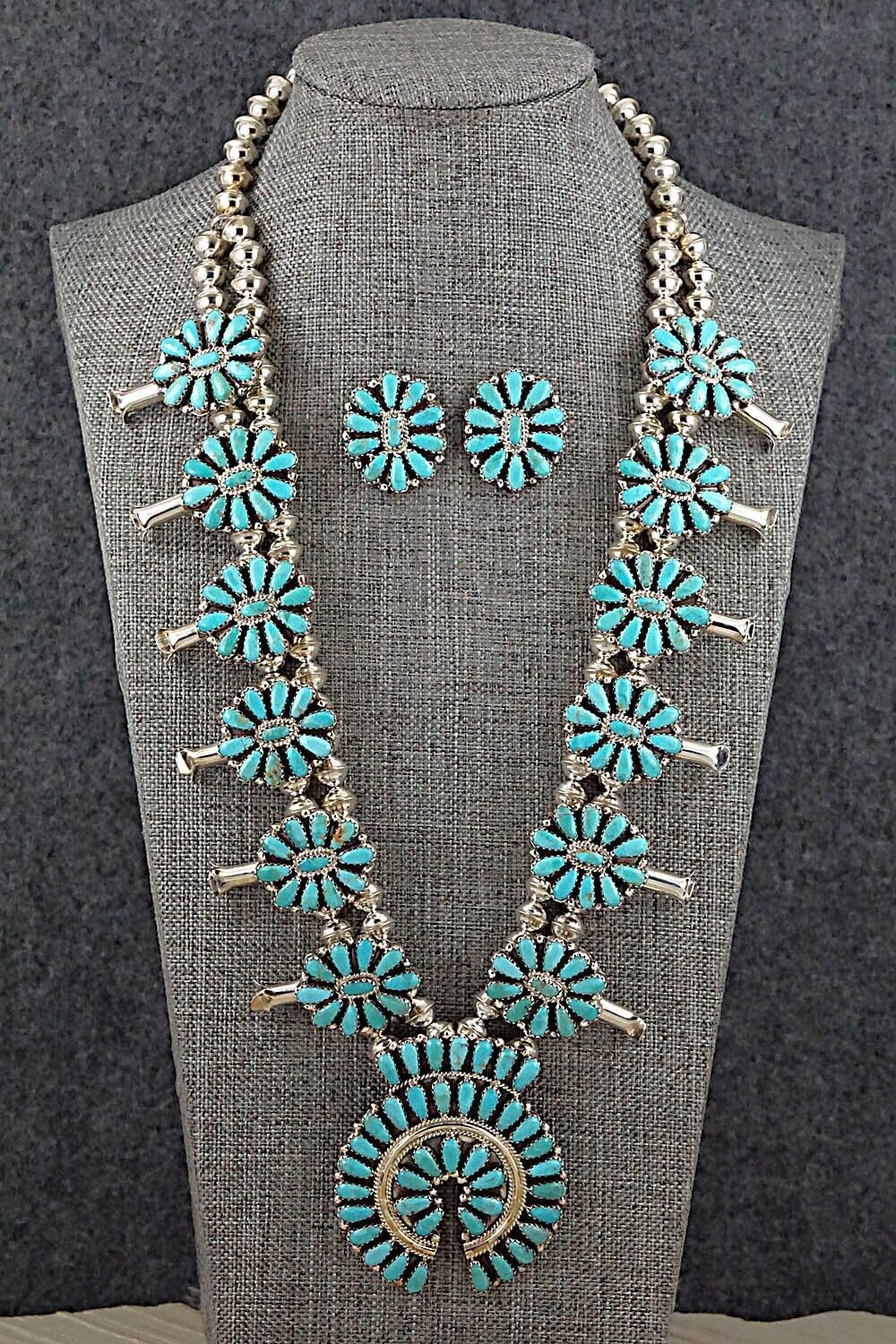 Turquoise & Sterling Silver Squash Blossom Set - Zeita Begay