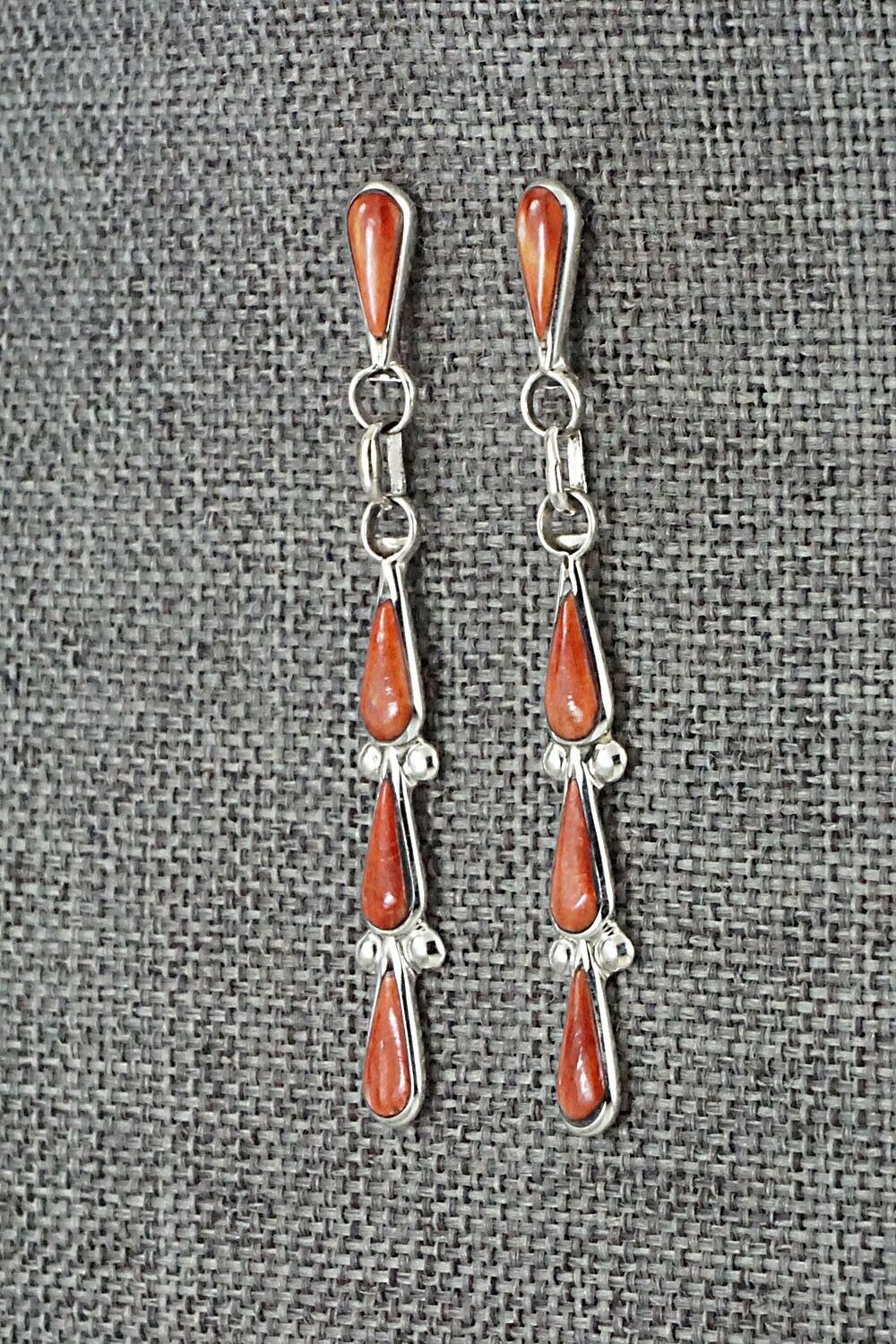 Spiny Oyster & Sterling Silver Earrings - Angela Gasper