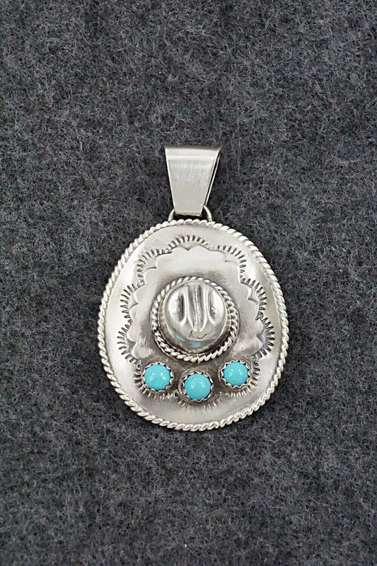 Turquoise & Sterling Silver Pendant - Bobby Platero