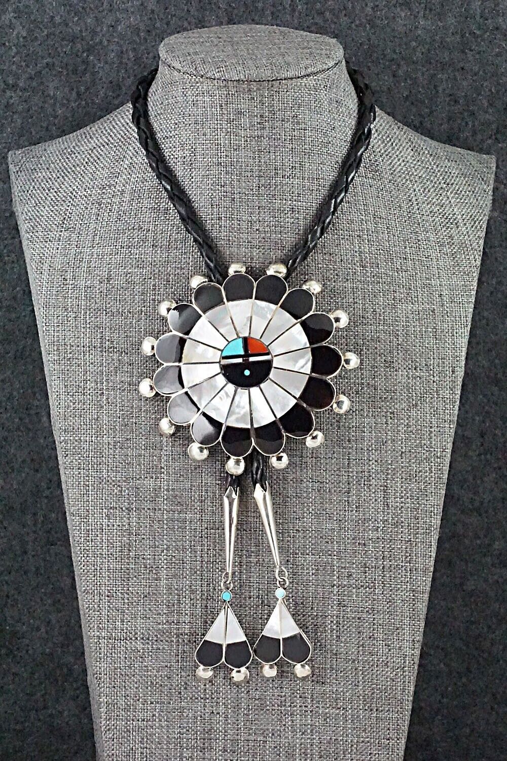 Multi-Stone & Sterling Silver Inlay Bolo Tie - Pauline Lonjose
