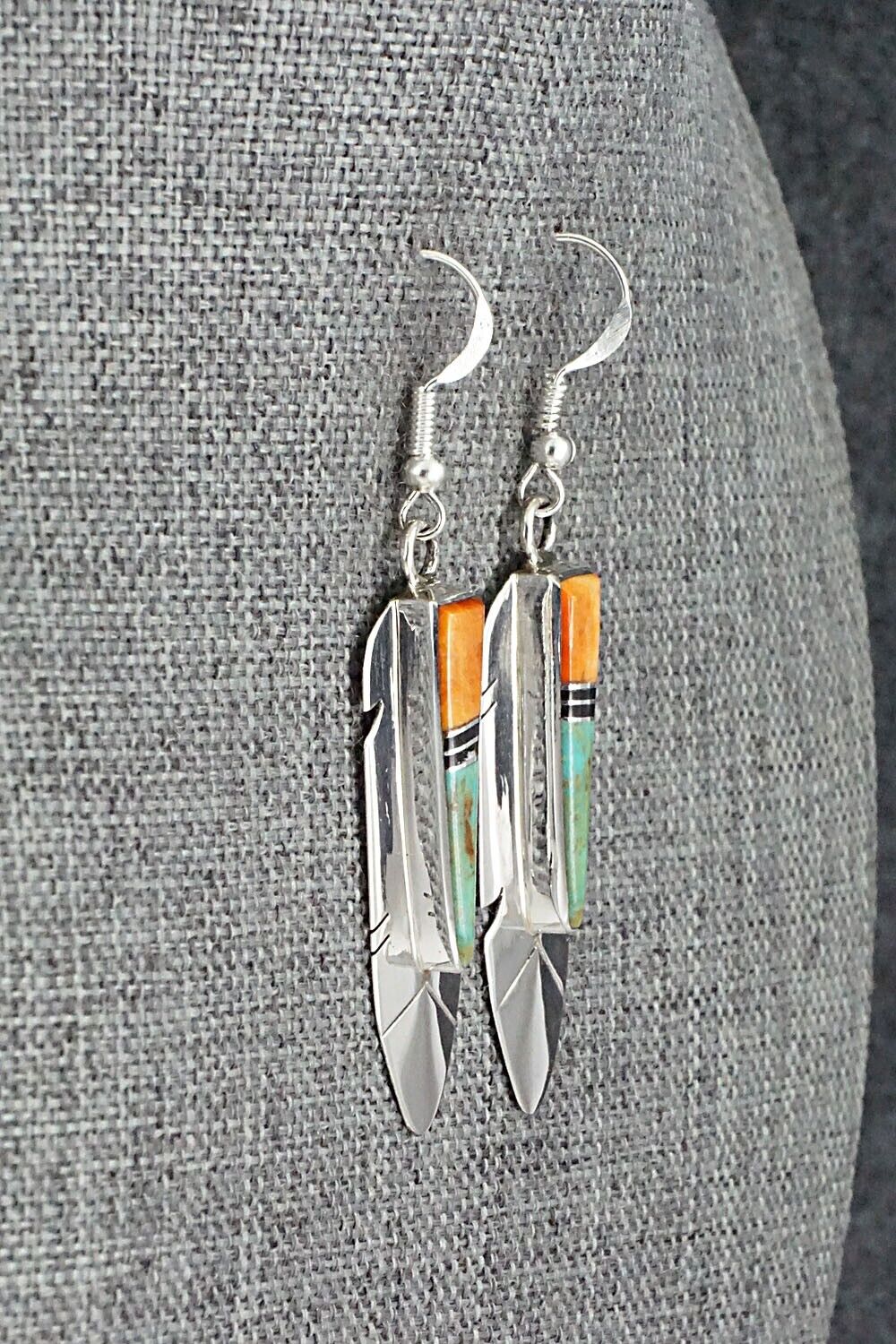Multi-Stone & Sterling Silver Inlay Earrings - Marilyn Yazzie