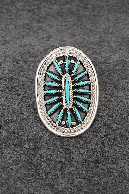 Turquoise & Sterling Silver Ring - Jack Etsate - Size 7.75