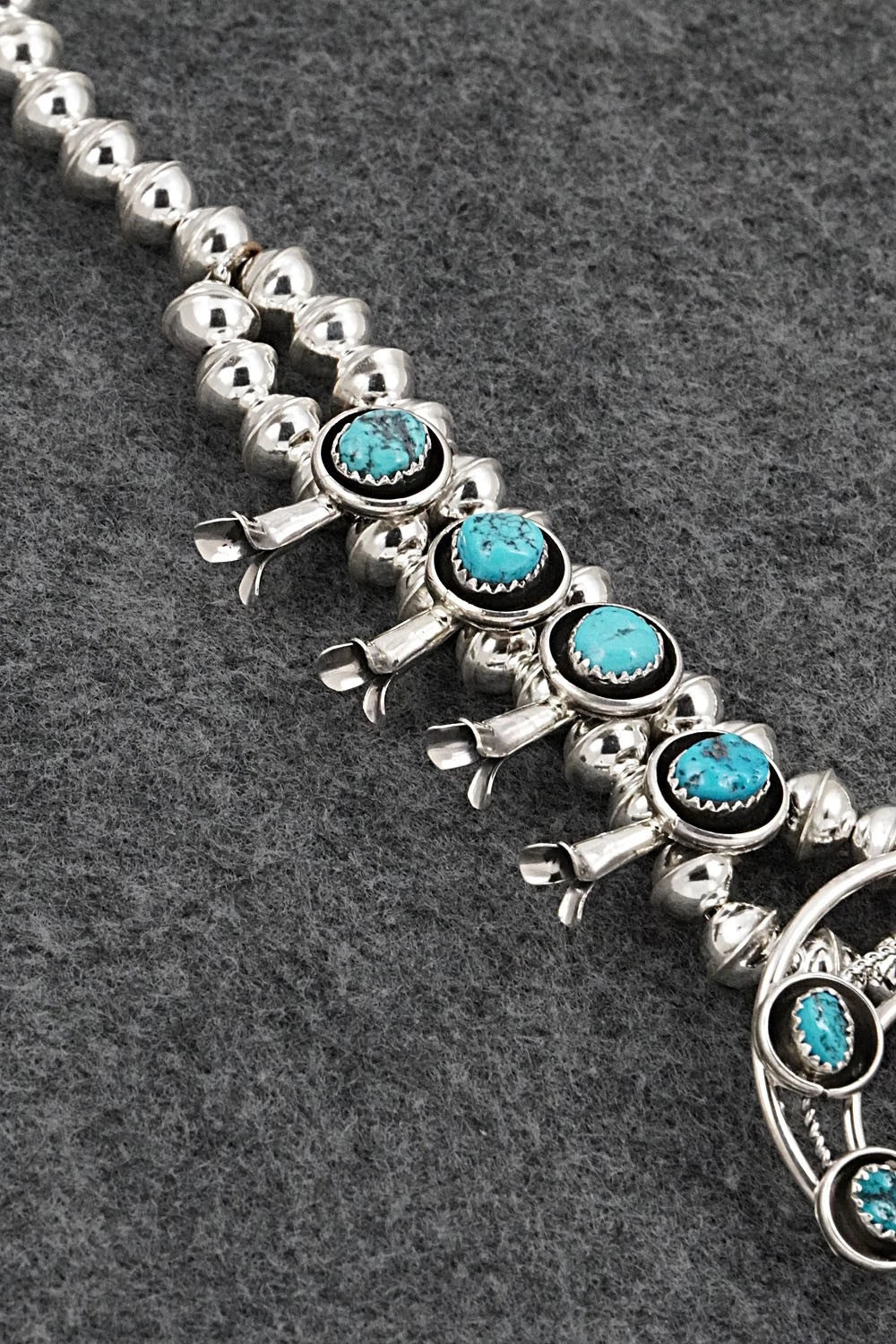 Turquoise & Sterling Silver Squash Blossom Set - Phil Garcia