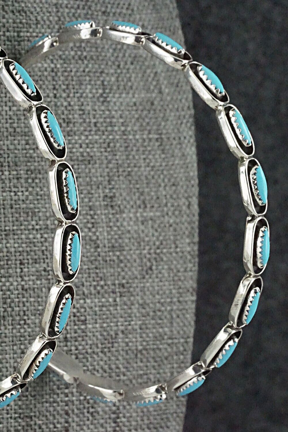 Turquoise & Sterling Silver Hoop Earrings - Francine Peyketewa