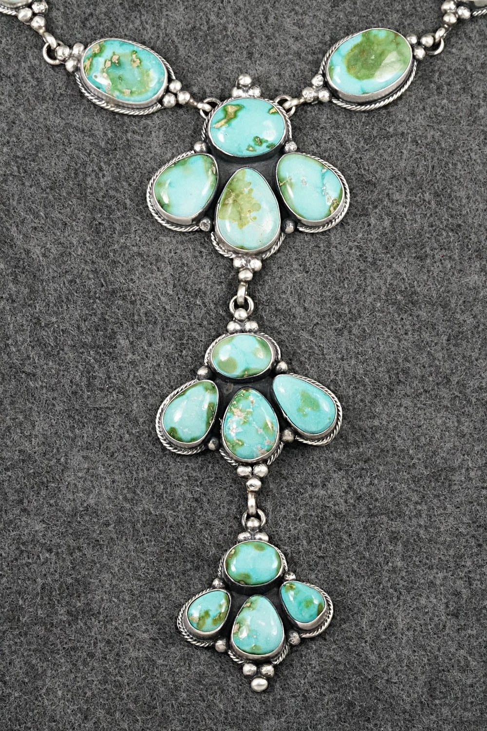 Turquoise & Sterling Silver Necklace and Earrings Set - Darrin Livingston