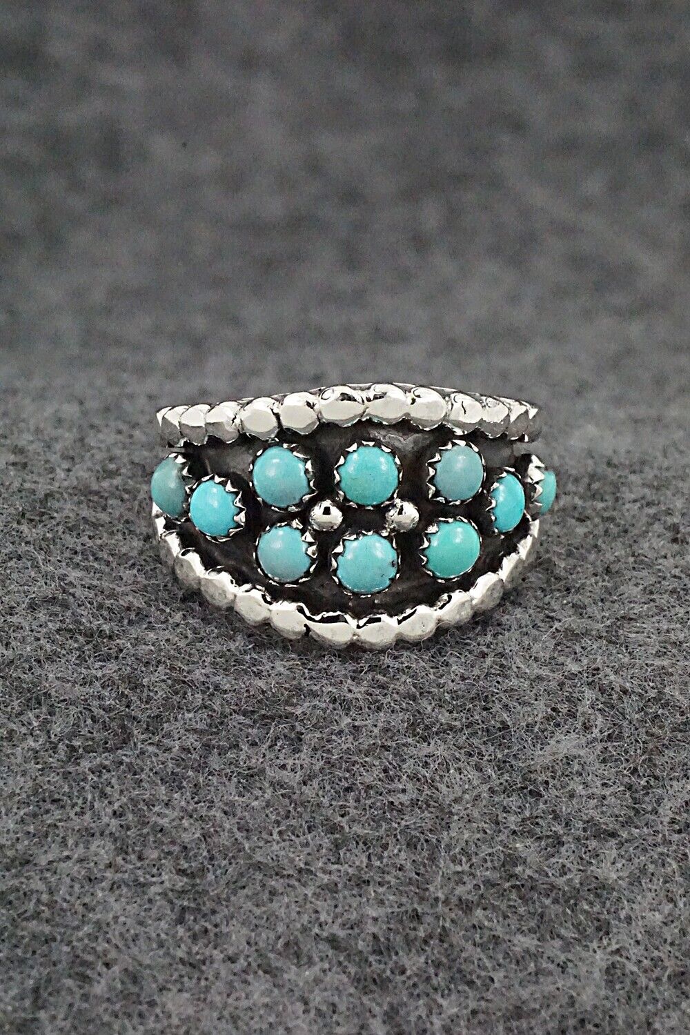 Turquoise & Sterling Silver Ring - Kenny Lonjose - Size 10