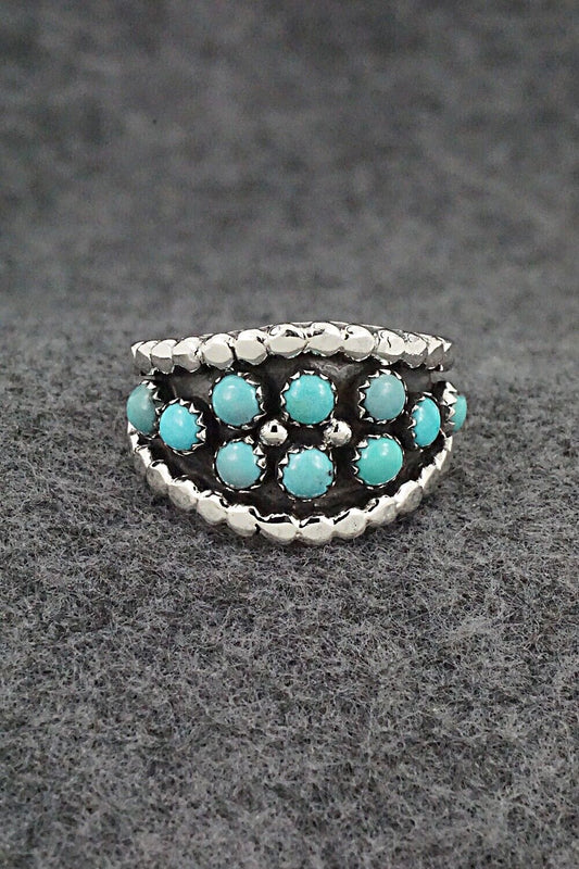 Turquoise & Sterling Silver Ring - Kenny Lonjose - Size 10