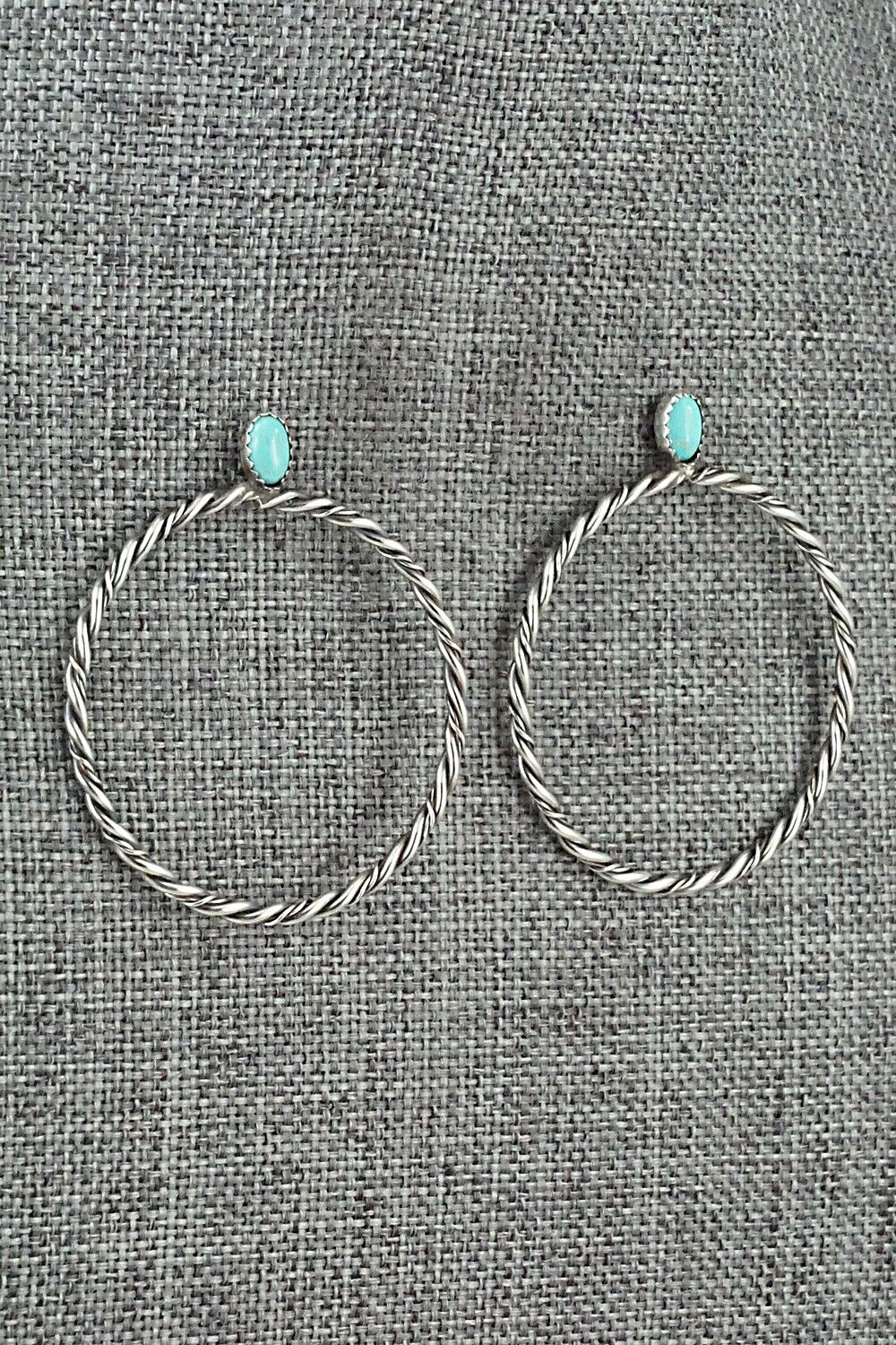 Turquoise & Sterling Silver Earrings - Nelson Leonard Jr.