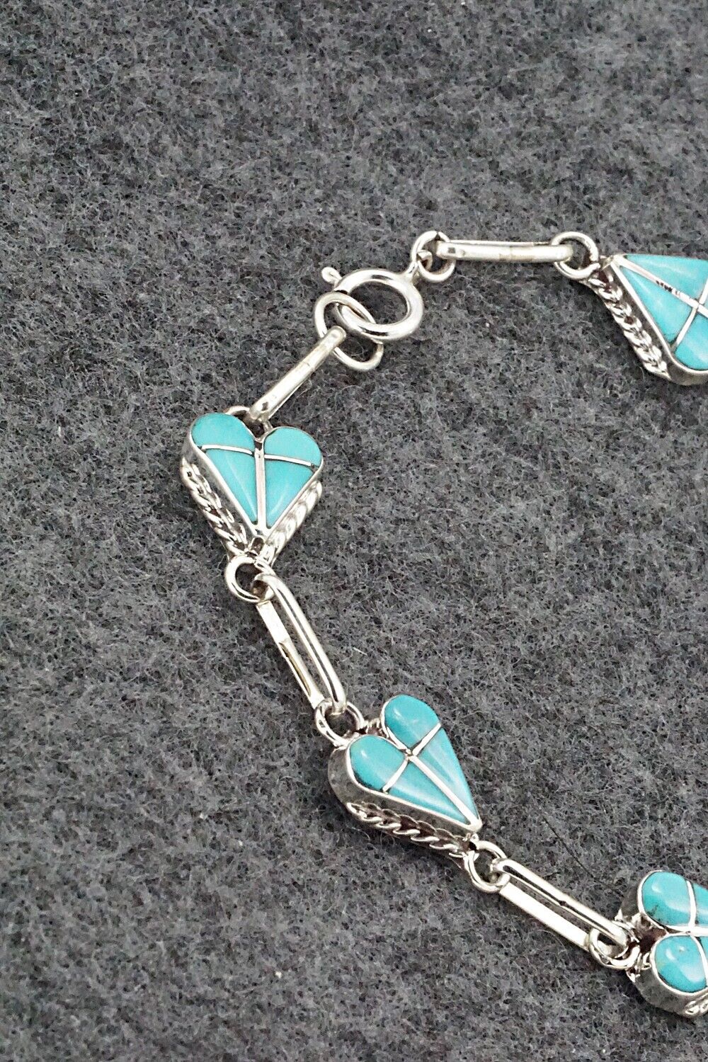 Turquoise & Sterling Silver Link Bracelet - Velda Nastacio