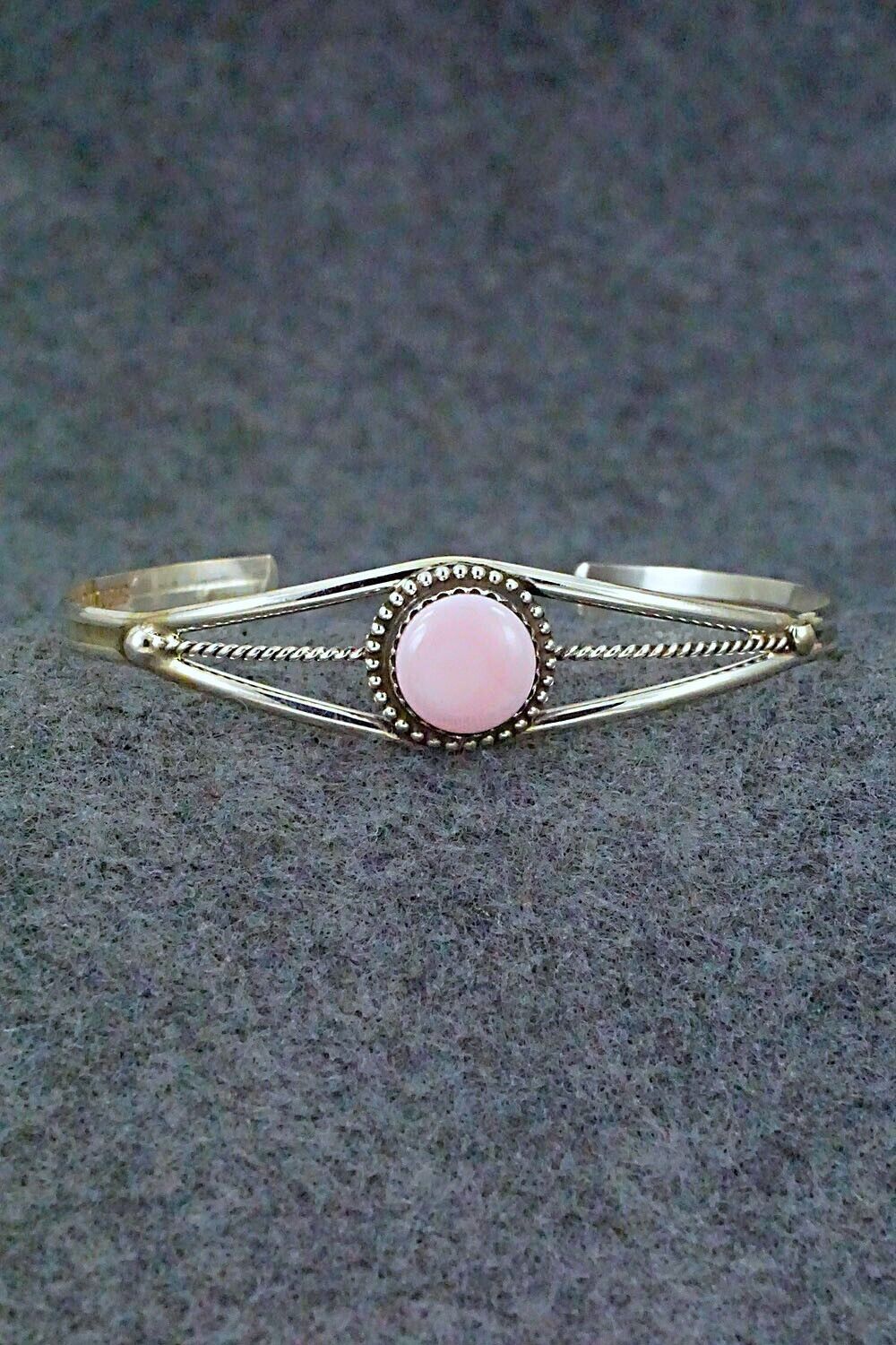 Pink Conch Shell & Sterling Silver Bracelet - Esther White