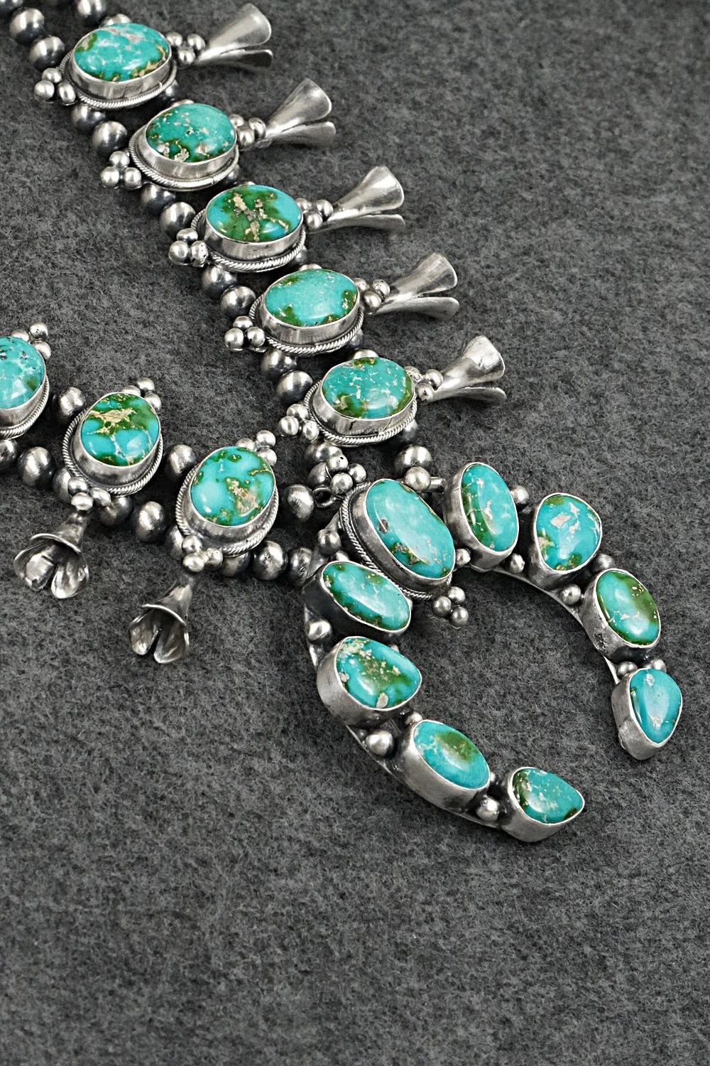 Turquoise & Sterling Silver Squash Blossom Set - Darrin Livingston