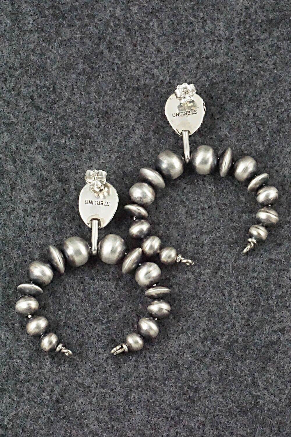 Turquoise & Sterling Silver Navajo Pearl Earrings - Amanda Larry