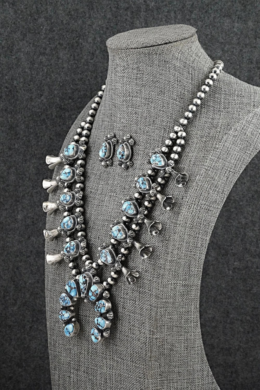 Turquoise & Sterling Silver Squash Blossom Set - Darrin Livingston