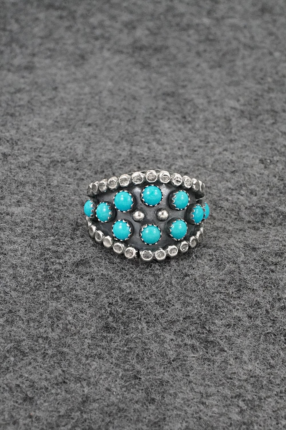 Turquoise & Sterling Silver Ring - Kenny Lonjose - Size 8.75